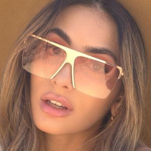 otra hamptons pink gold oversized retro brow bar statement sunglasses eyewear